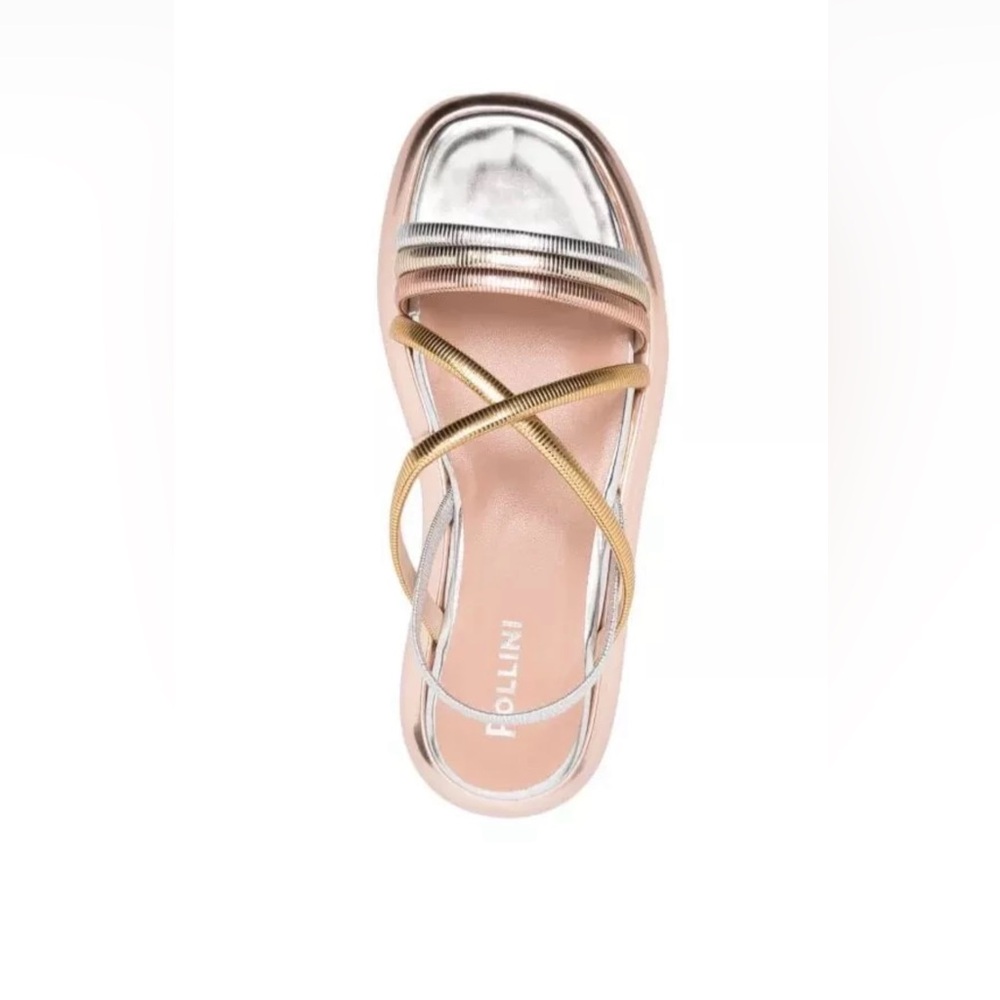 Pollini Golden Rainbow metallic platform sandals size 36.